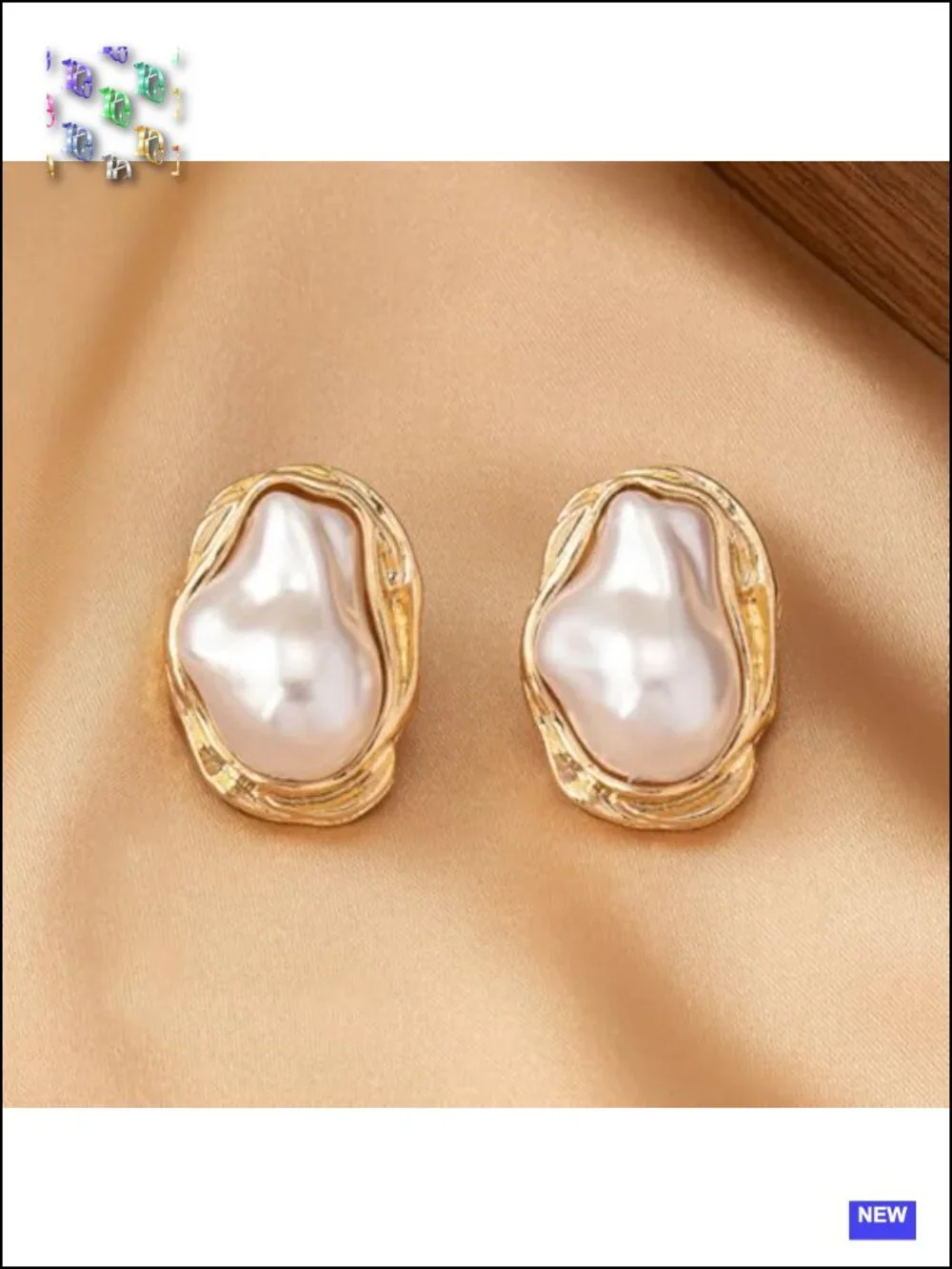 Large Baroque Pearl Statement Dangle Earrings Chunky Geometric Faux Pearls
